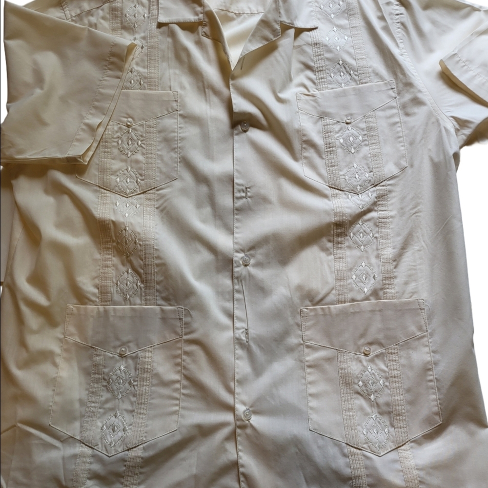 Beige Coogi Button Down Wedding Shirt Size XL